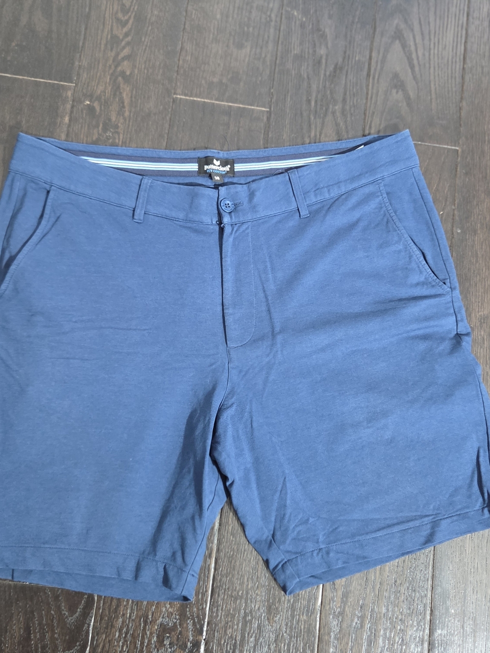 Buttercloth Icy Cotton Chino Shorts Mens 38 Blue 8" Inseam Stretch